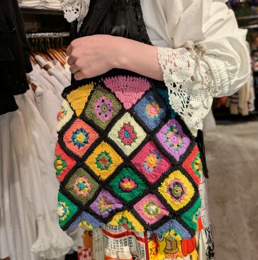 グラニースクエア ニットトートバッグ